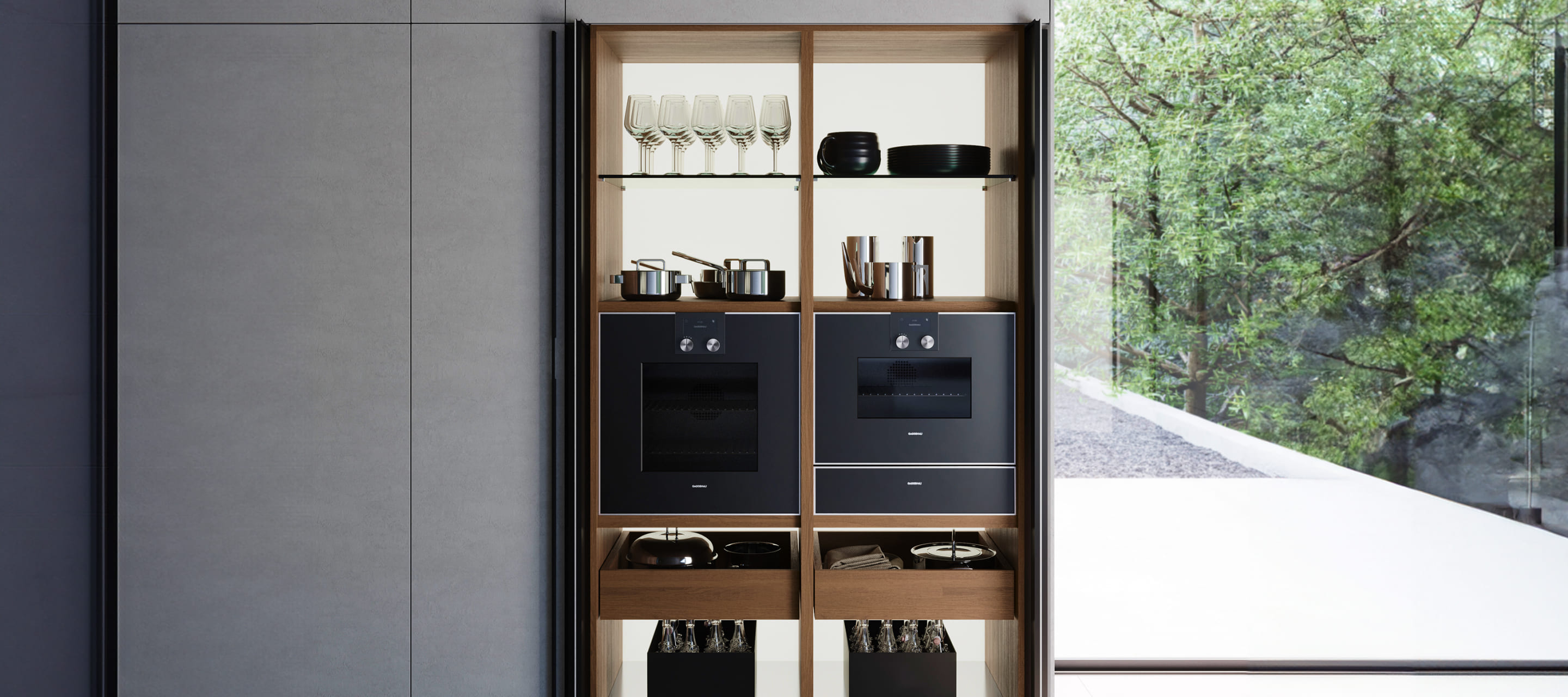 Find Your Ideal Kitchen Style with Tower Units With Receding Doors.