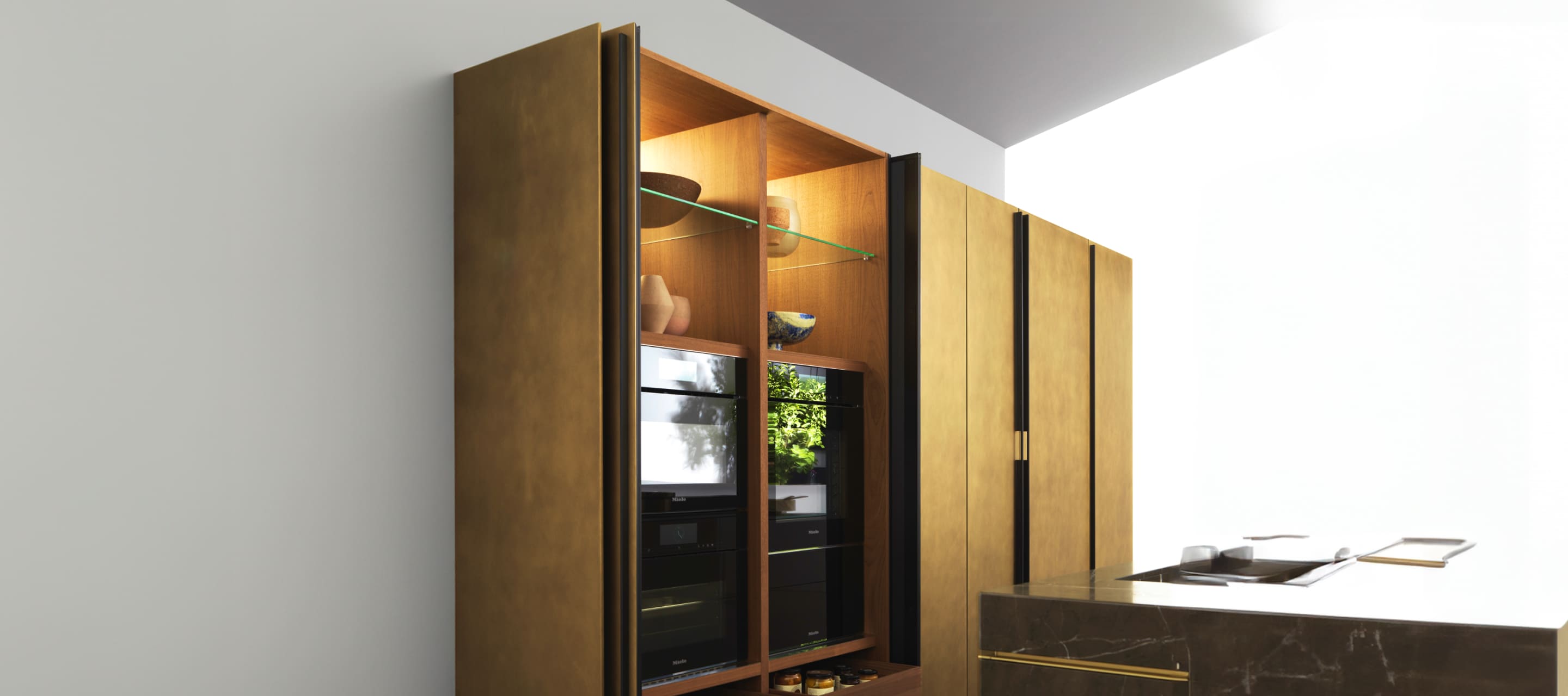 Find Your Ideal Kitchen Style with Tower Units With Receding Doors.