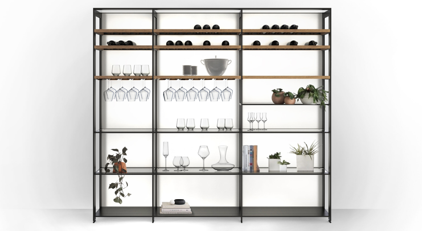 Shelving unit in aluminium